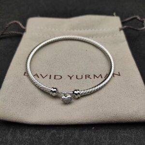 David Yurman Cable Heart Diamond Bracelet Sterling Silver